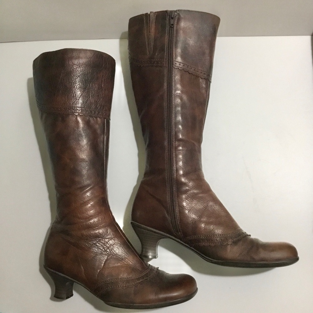 La CANADIENNE Tahra brown mottled leather knee high boots